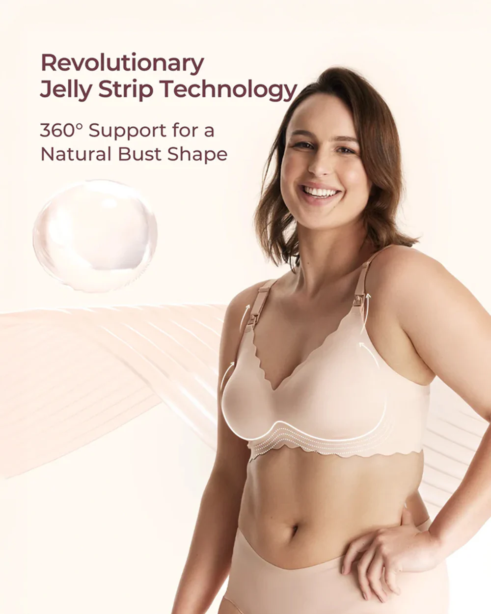 Momcozy Jelly Strip Seamless Nursing Bra-Compatible with Breast Pumps-Adjustable Padding-Front Clasps-Skin - Image 2
