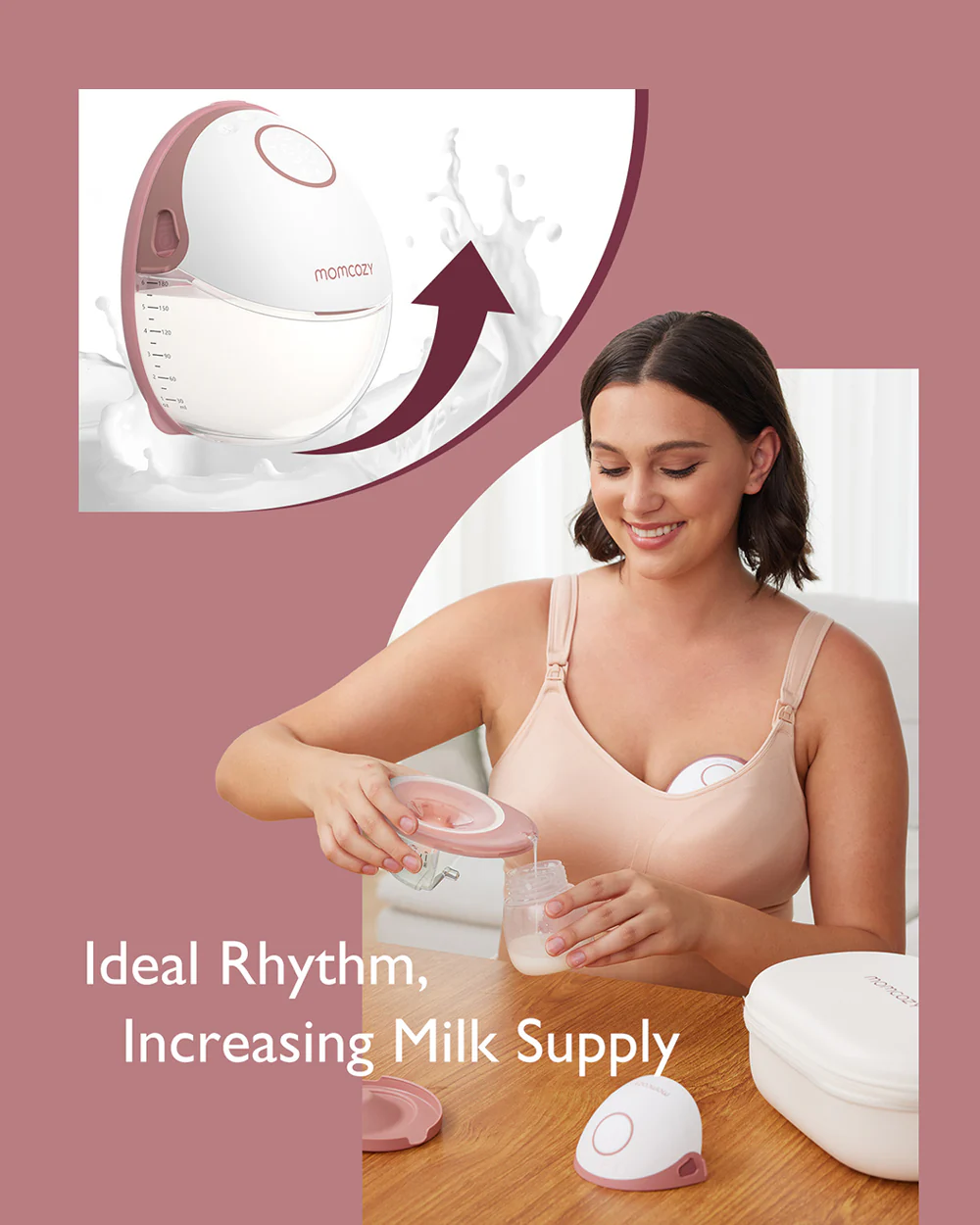 Momcozy M6 Wearable Single Electric Breast Pump-2nd-Gen Motor for Powerful Suction-3 Modes & 9 Levels-Flange Size-24mm-Red - Image 13