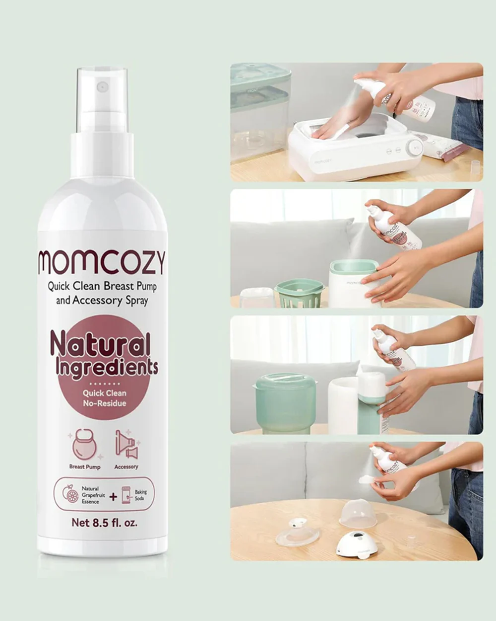 Momcozy Portable Breast Pump & Accessory Spray-Natural Ingredients-250ml - Image 2