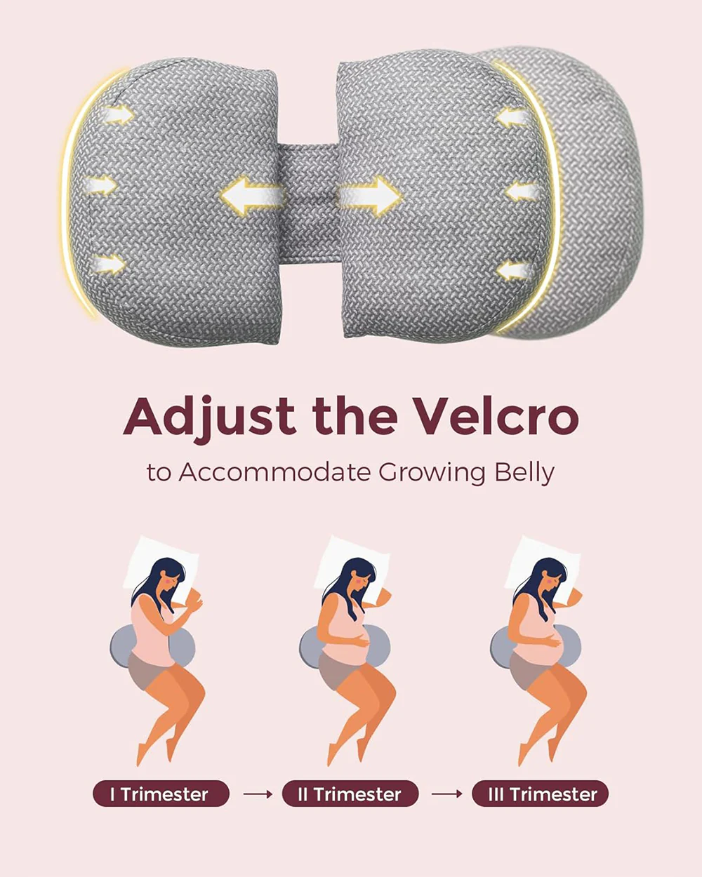 Momcozy Portable Wedge Pregnancy Pillow-with Adjustable Velcro-Grey-Removable & Washable Cover-For Maternity - Image 2