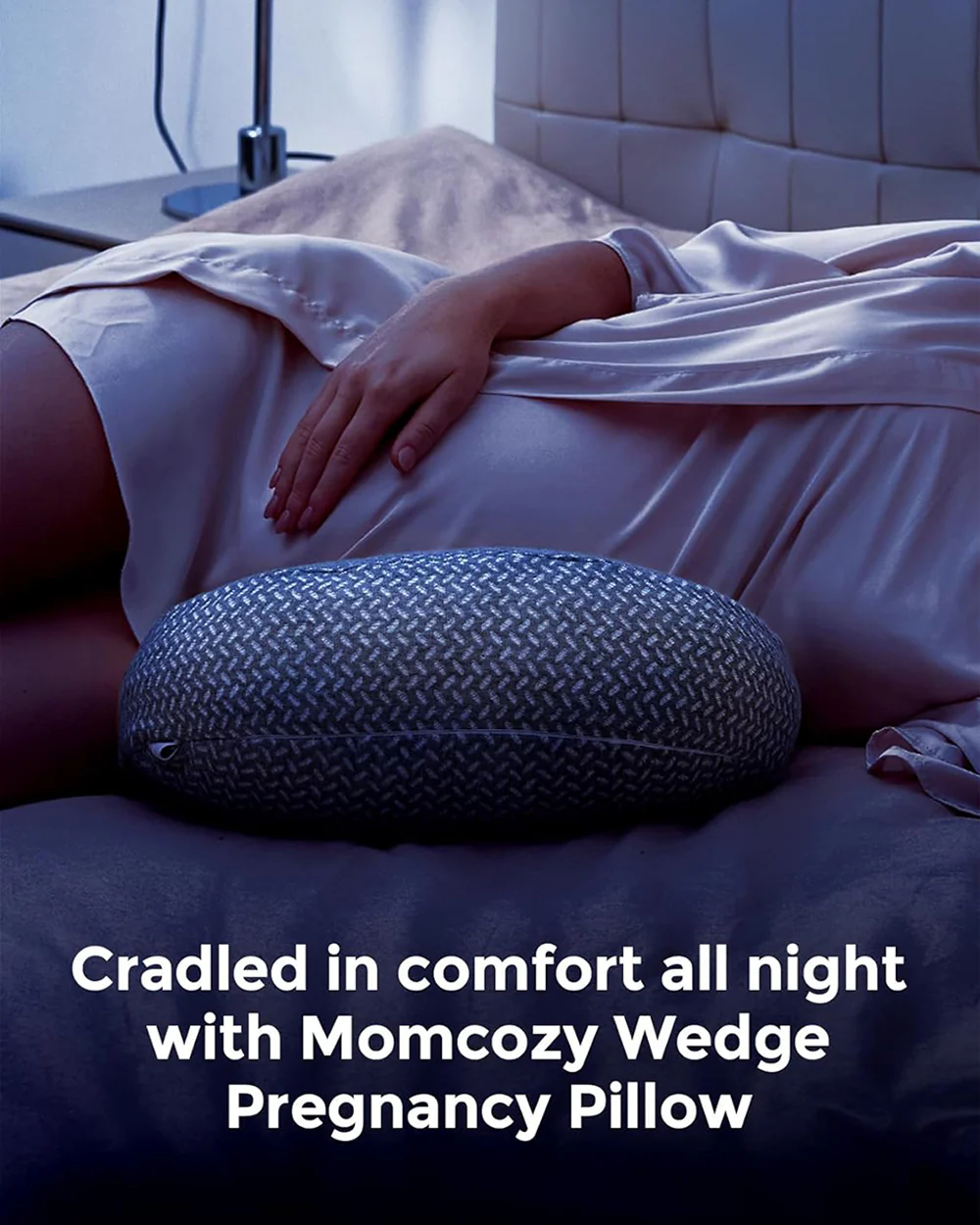 Momcozy Portable Wedge Pregnancy Pillow-with Adjustable Velcro-Grey-Removable & Washable Cover-For Maternity - Image 5