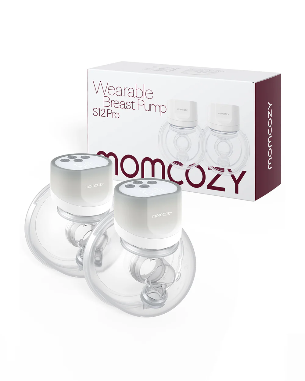 Momcozy S12 Pro Wearable 3 Modes & 9 Levels Electric Breast Pump-For Easy Pumping-Portable with soft double sealed flange-24mm-Smart Display-Pack of 2-Cozy Grey