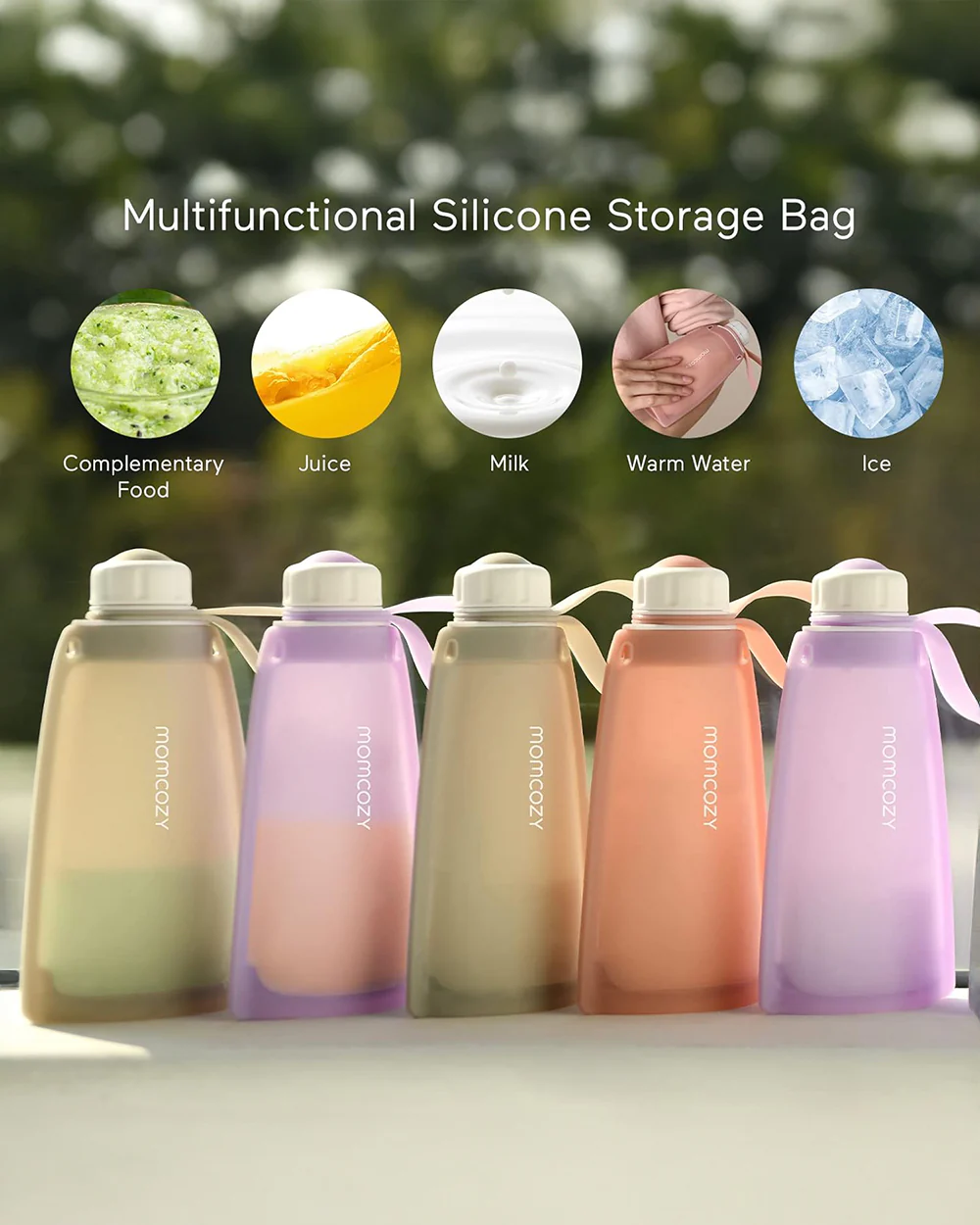 Momcozy Silicone Breast Milk Storage Bags-Reusable-Strong Seal-Knob Lid Design-Freezer Safe-Leak Proof-Pack of 5-Purple-250ml - Image 6