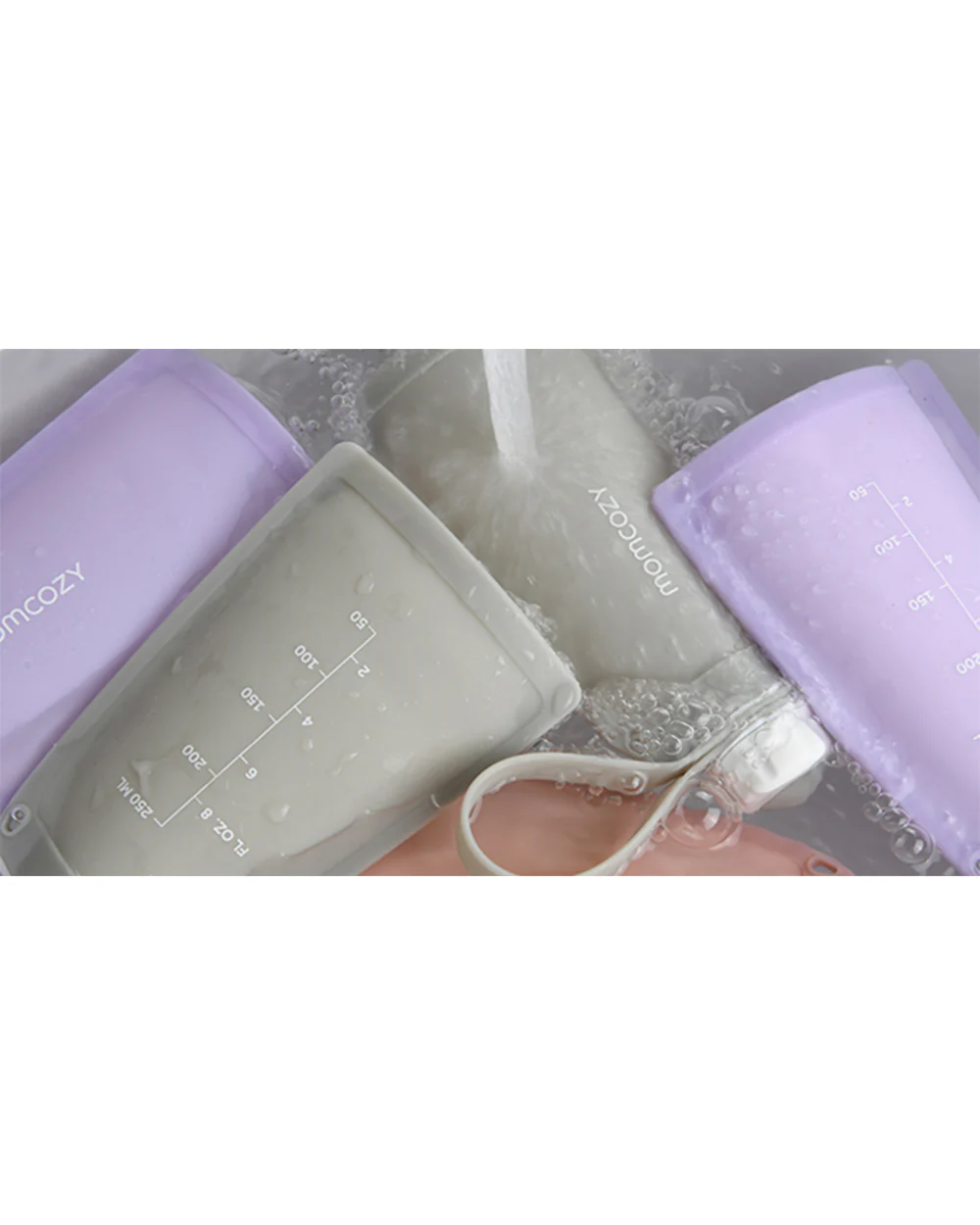 Momcozy Silicone Reusable Milk Storage Bags-Strong Seal-Knob Lid Design-Freezer Safe-100% Leak Proof-Pack of 2-Light Purple and Grey- 250 ml - Image 21