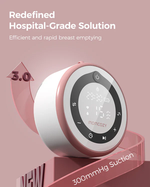 Momcozy V1 Pro Hospital Grade Wearable Breast Pump- 3 Fine-Tuned Rhythms with 15 Suction Levels-300mmHg Suction Power-Low Noise-Rechargeable Battery - Image 4