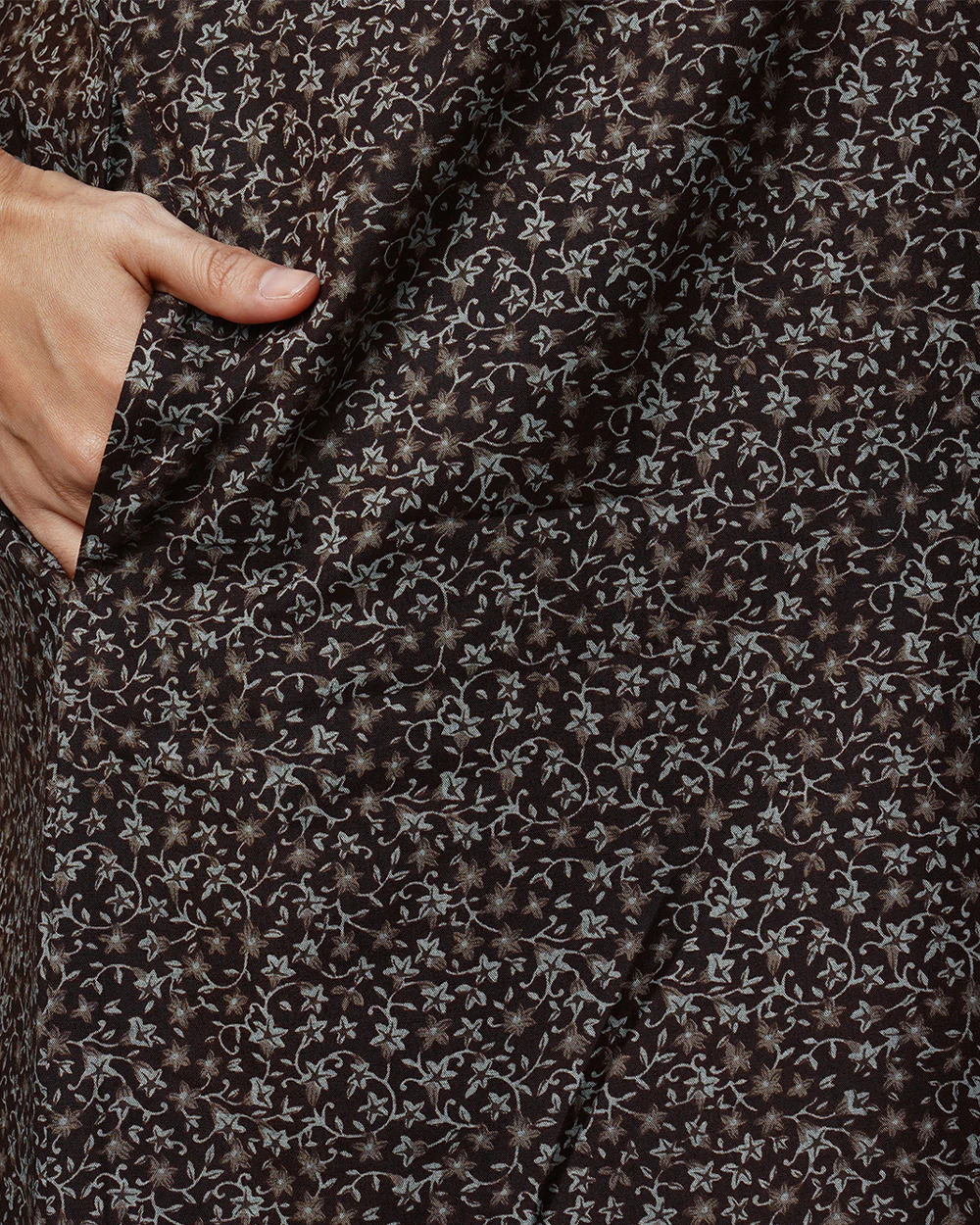 MomToBe Brown Maternity Nursing Nighty-Floral Print-Cotton Blend-Sweetheart Neck-Bump Friendly - Image 6