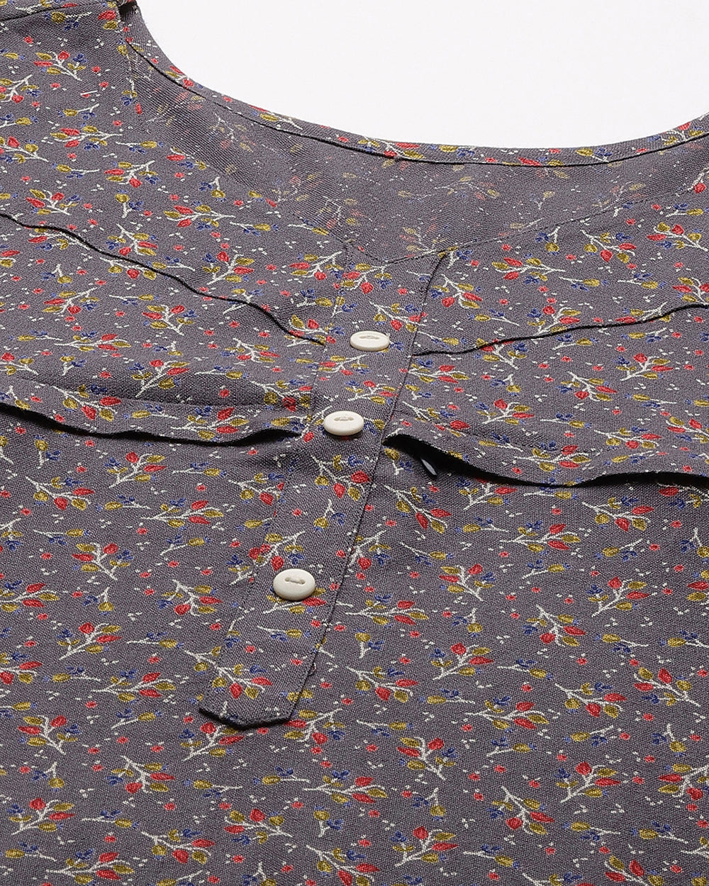 MomToBe Grey Maternity Nursing Nighty-Floral Print-Cotton Blend-Sweetheart Neck-Bump Friendly - Image 8