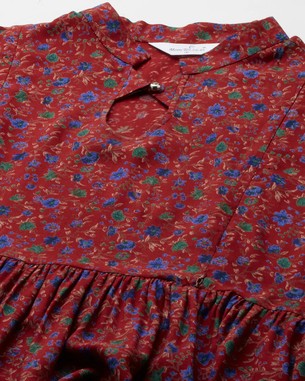 MomToBe Maroon Maternity Nursing Dress-Floral Print-Rayon-Keyhole Neck-Bump Friendly - Image 7