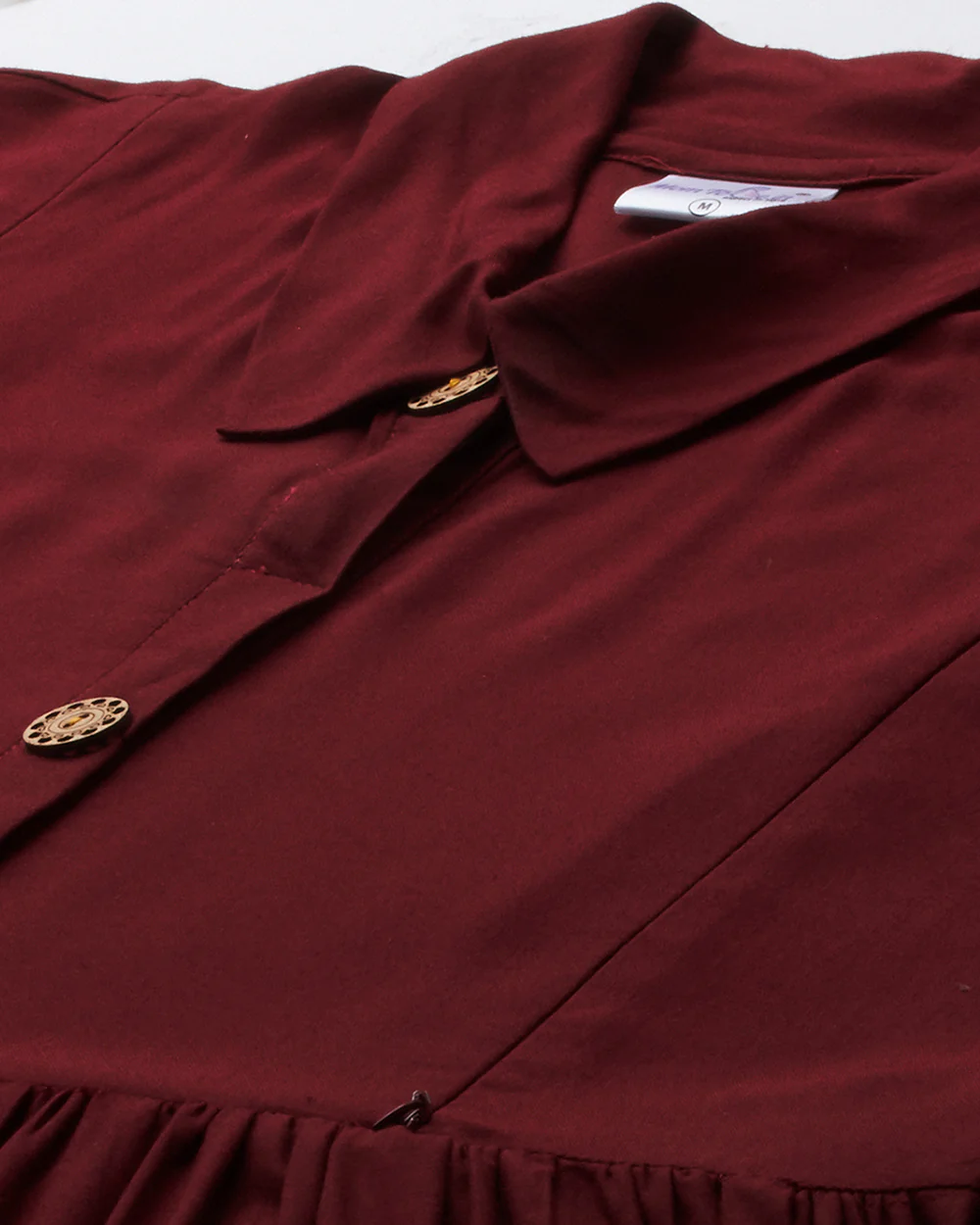 MomToBe Maroon Maternity Nursing Dress-Solid Color-Cotton Blend-Collar Neck-Bump Friendly - Image 8