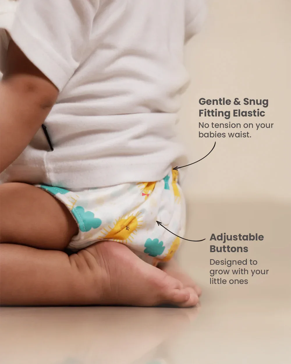 Mother Sparsh Domino Night Plant Powered Cloth Dry Feel Diaper-Padded Underwear With Super Zorb Soaker Insert-Washable & Reusable-3 to 36M - Image 4