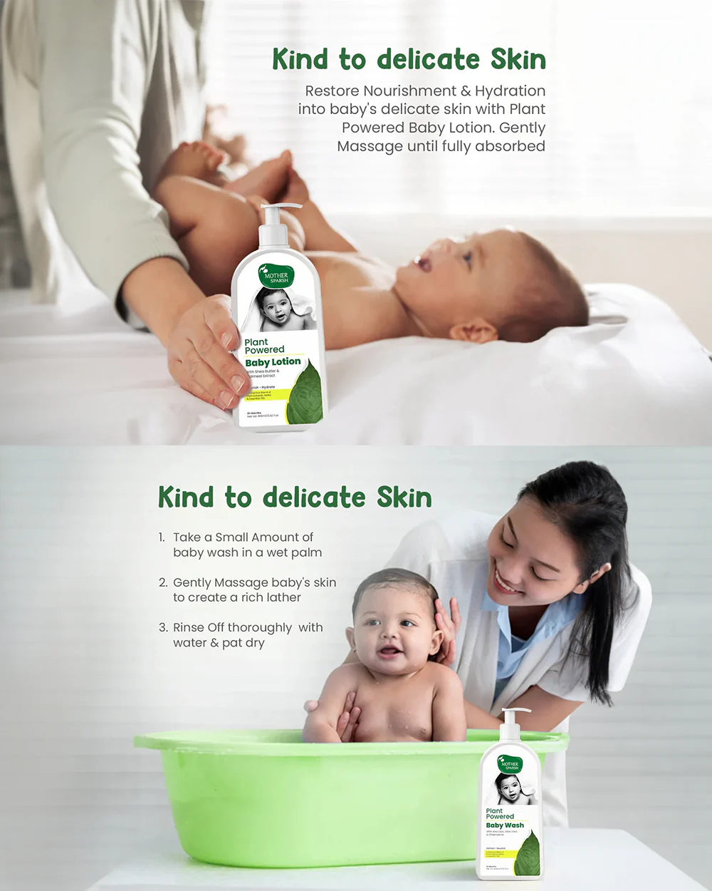 Mother Sparsh Plant Powered-Baby Body Wash (400 ml) & Baby Lotion (400 ml) - Image 4
