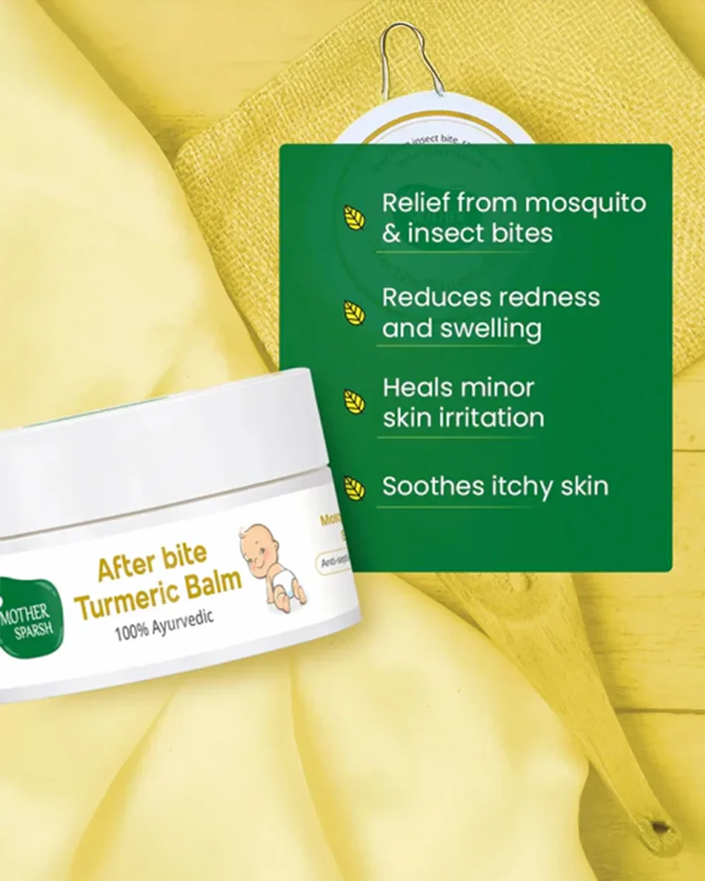 Mother Sparsh Turmeric After Bite Balm-100% Ayurvedic-Mosquito & Insects Bite Relief-For Infants - Image 3