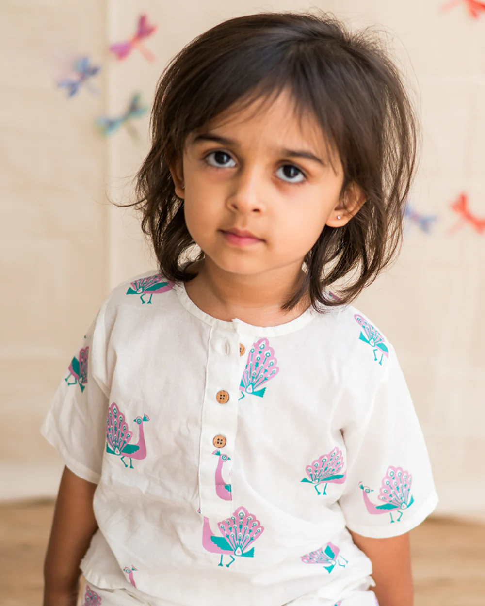 Mouse in The House T-shirt & Shorts Set-The Magestic Peacock-Cotton-For Infants - Image 3