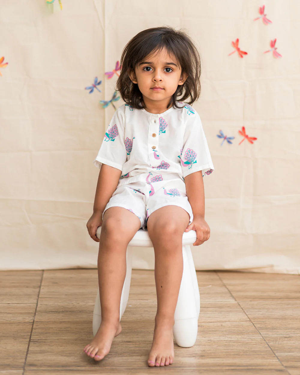 Mouse in The House T-shirt & Shorts Set-The Magestic Peacock-Cotton-For Infants - Image 5