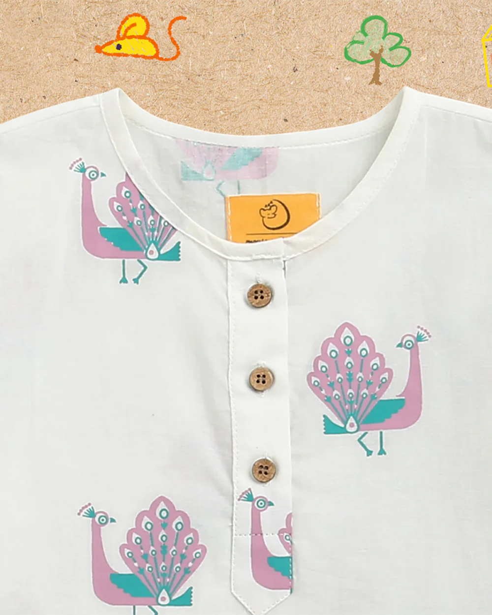 Mouse in The House T-shirt & Shorts Set-The Magestic Peacock-Cotton-For Infants - Image 9
