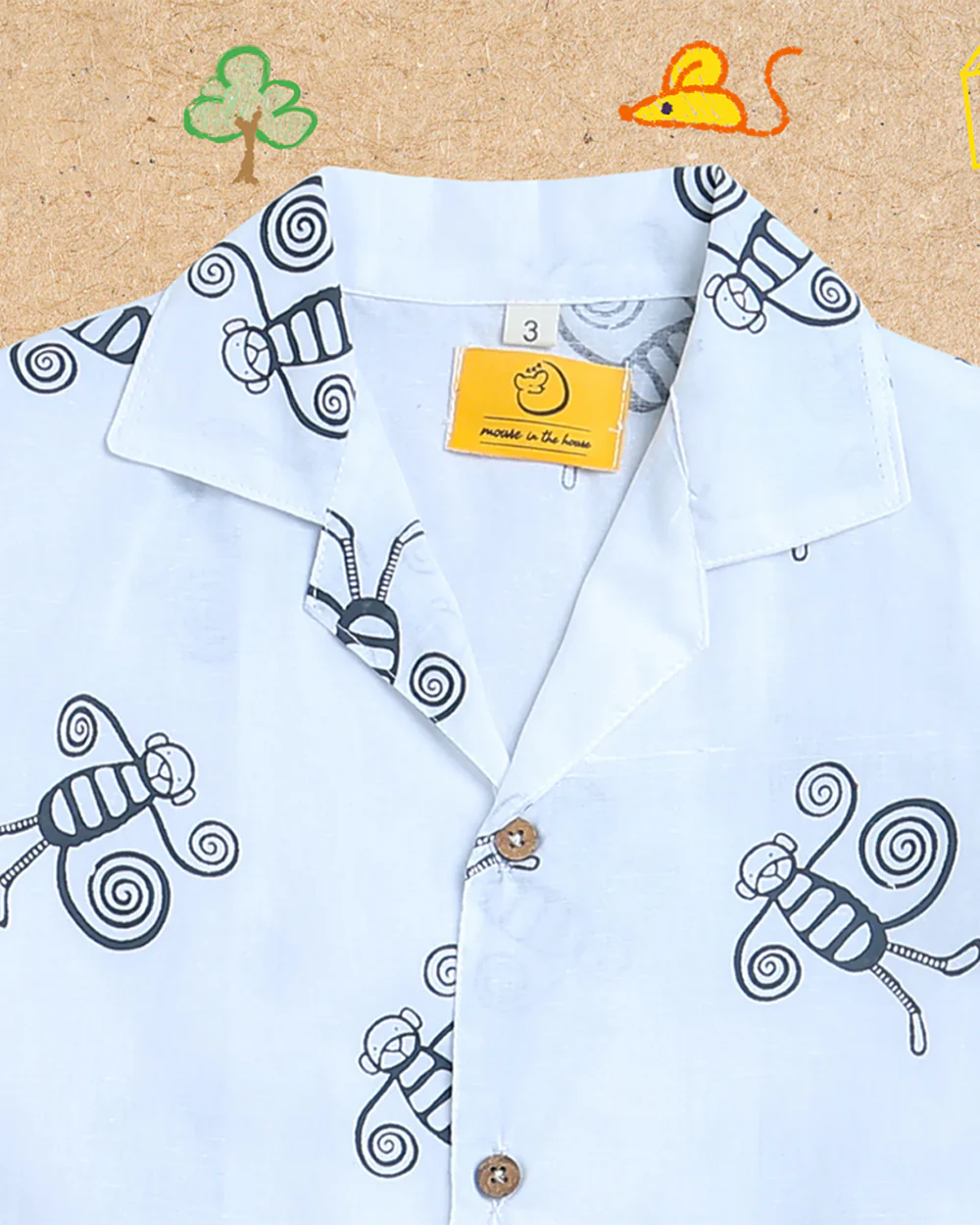 Mouse in The House White Nightsuit-A swinging Monkey-Cotton-For Infants - Image 10
