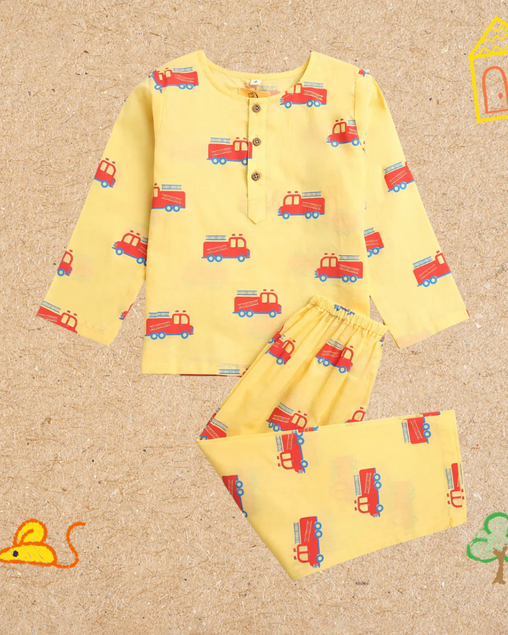 Mouse in The House Yellow Nightsuit-The Fighter Truck-For Infants - Image 2