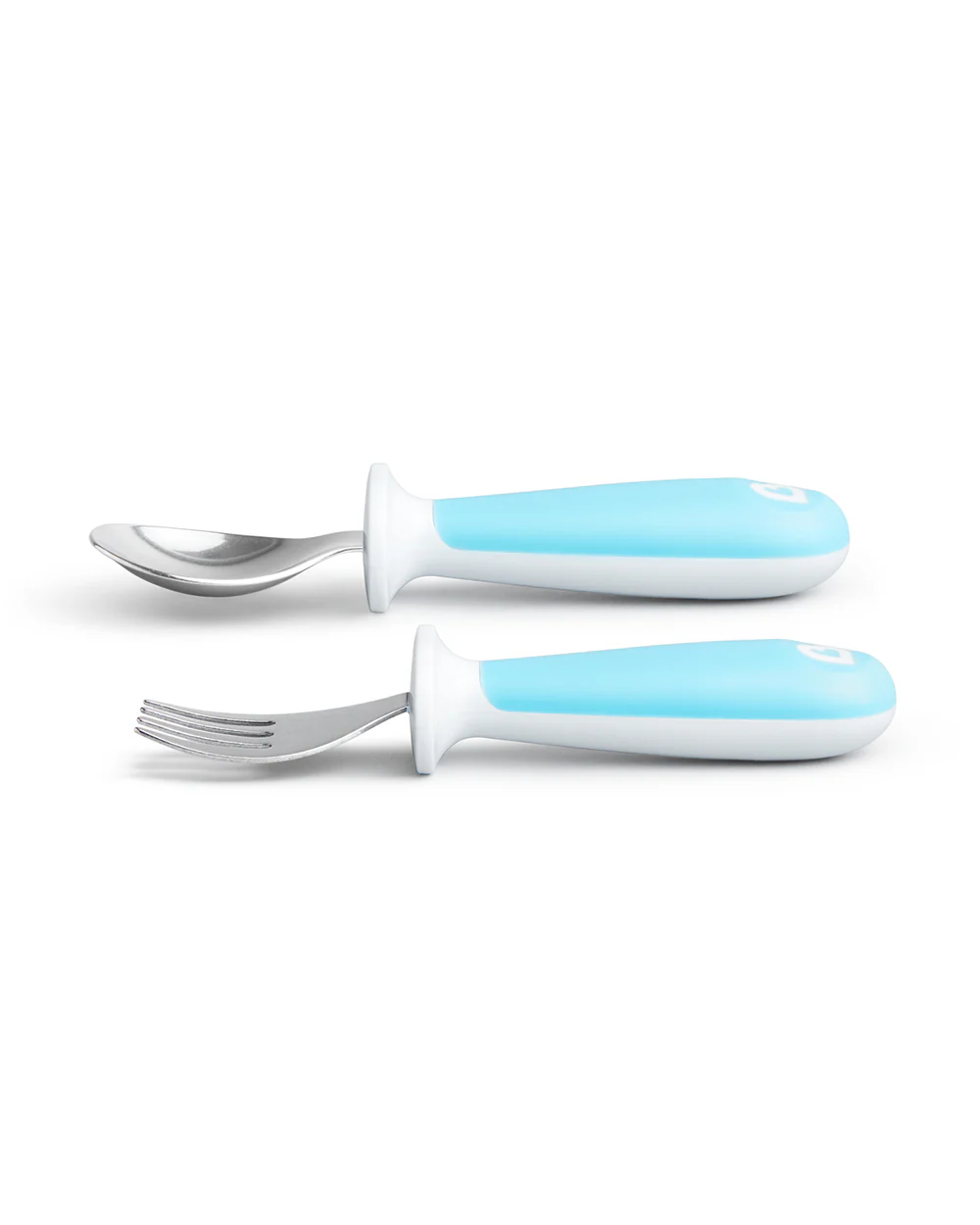 Munchkin Raise Spoon & Fork Set-Germ Protection-Easy Grip Handles-Blue-For Infants - Image 3