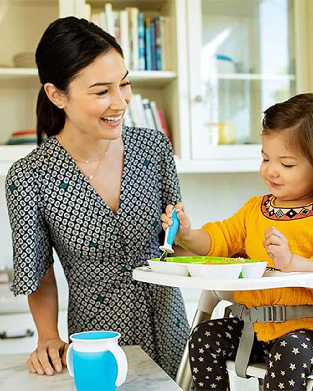 Munchkin Raise Spoon & Fork Set-Germ Protection-Easy Grip Handles-Blue-For Infants - Image 5