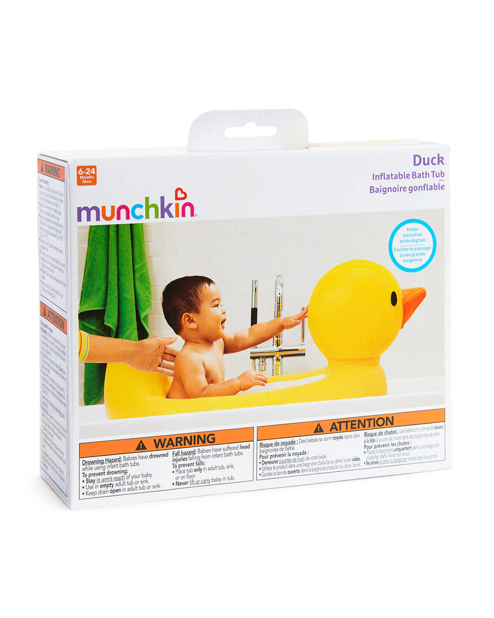 Munchkin White Hot Inflatable Baby Bath Tub-With Temperature Indicator-6 to 24M-Duck - Image 6