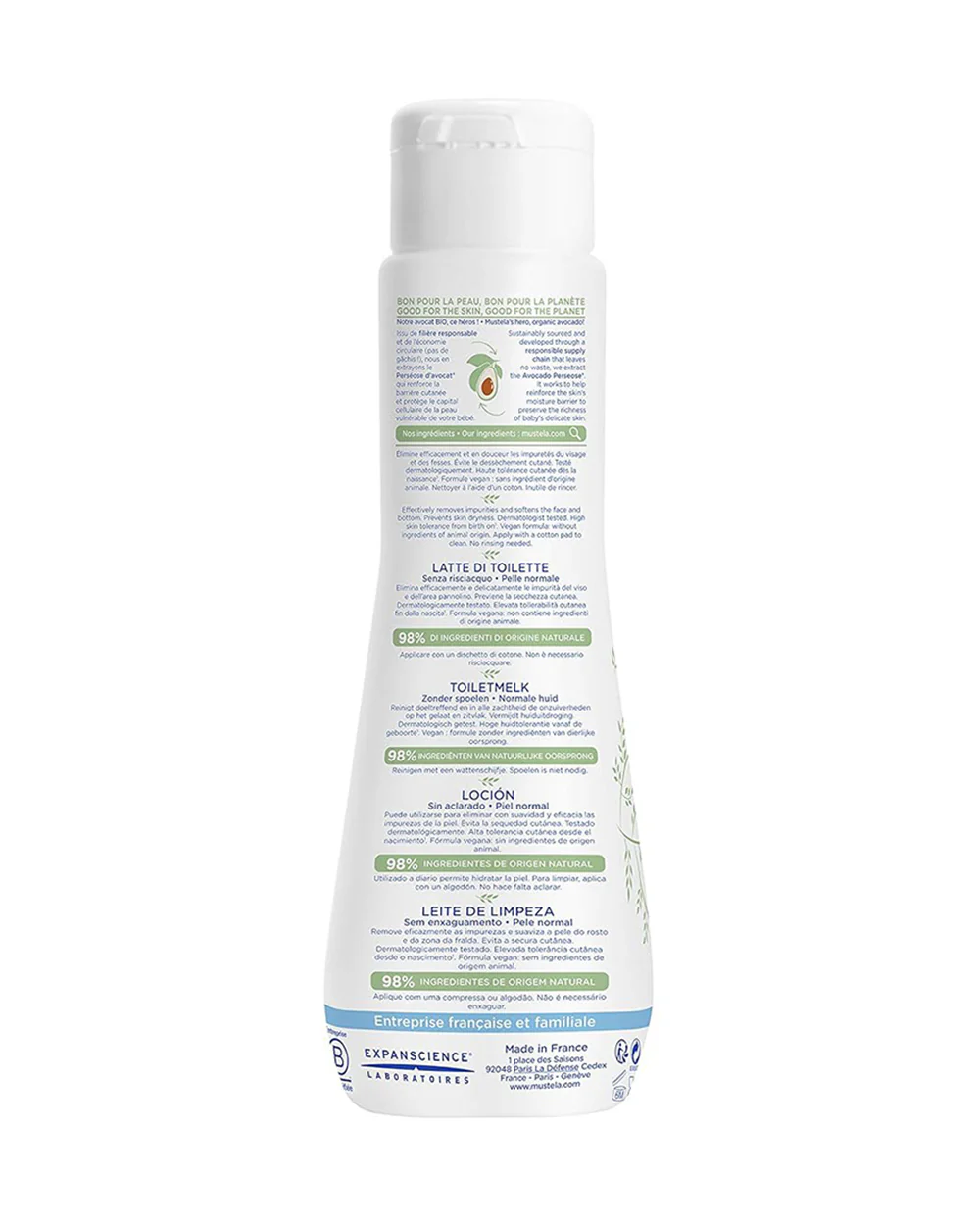 Mustela No Rinse Baby Cleansing Milk-With Avocado For Deep Nourishment & Hydration-98% Natural Ingredients & Safe From Birth On - Image 3