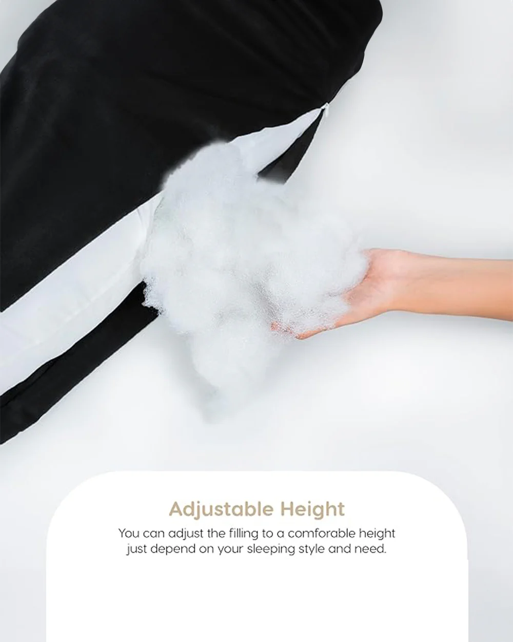 MY ARMOR C Shaped Pregnancy Pillow-Full Body-Cream+Black-Microfibre-Premium Velvet Outer Cover-For Maternity - Image 6