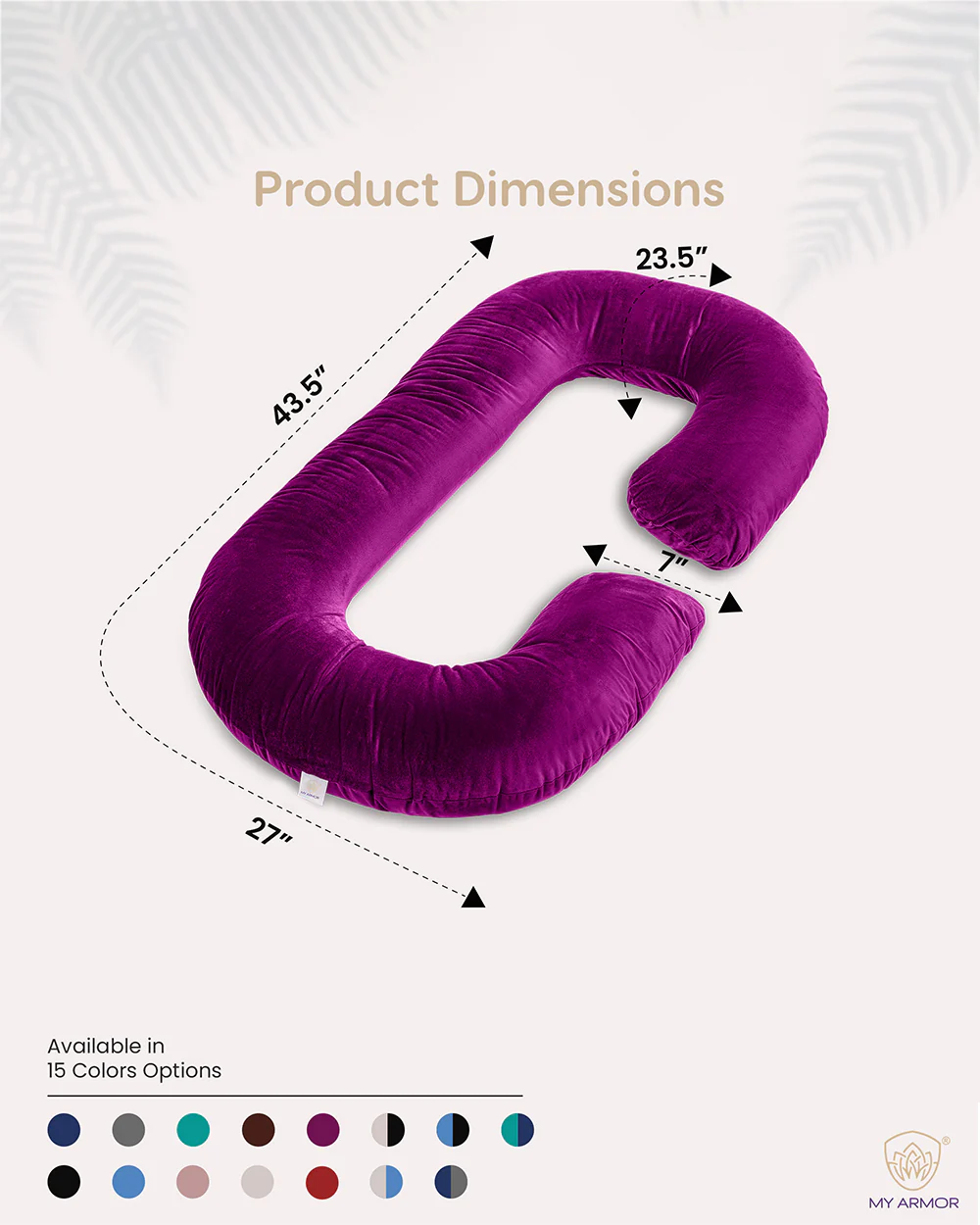 MY ARMOR C Shaped Pregnancy Pillow-Full Body-Purple-Microfibre-Premium Velvet Outer Cover-For Maternity - Image 3