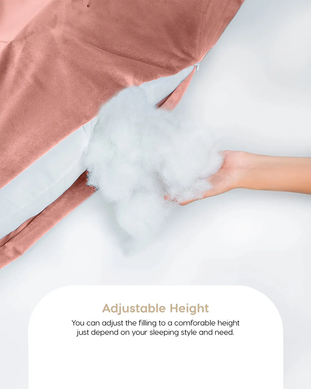 MY ARMOR U Shaped Pregnancy Pillow-Full Body-Peach-Microfibre-Premium Velvet Outer Cover-For Maternity - Image 5