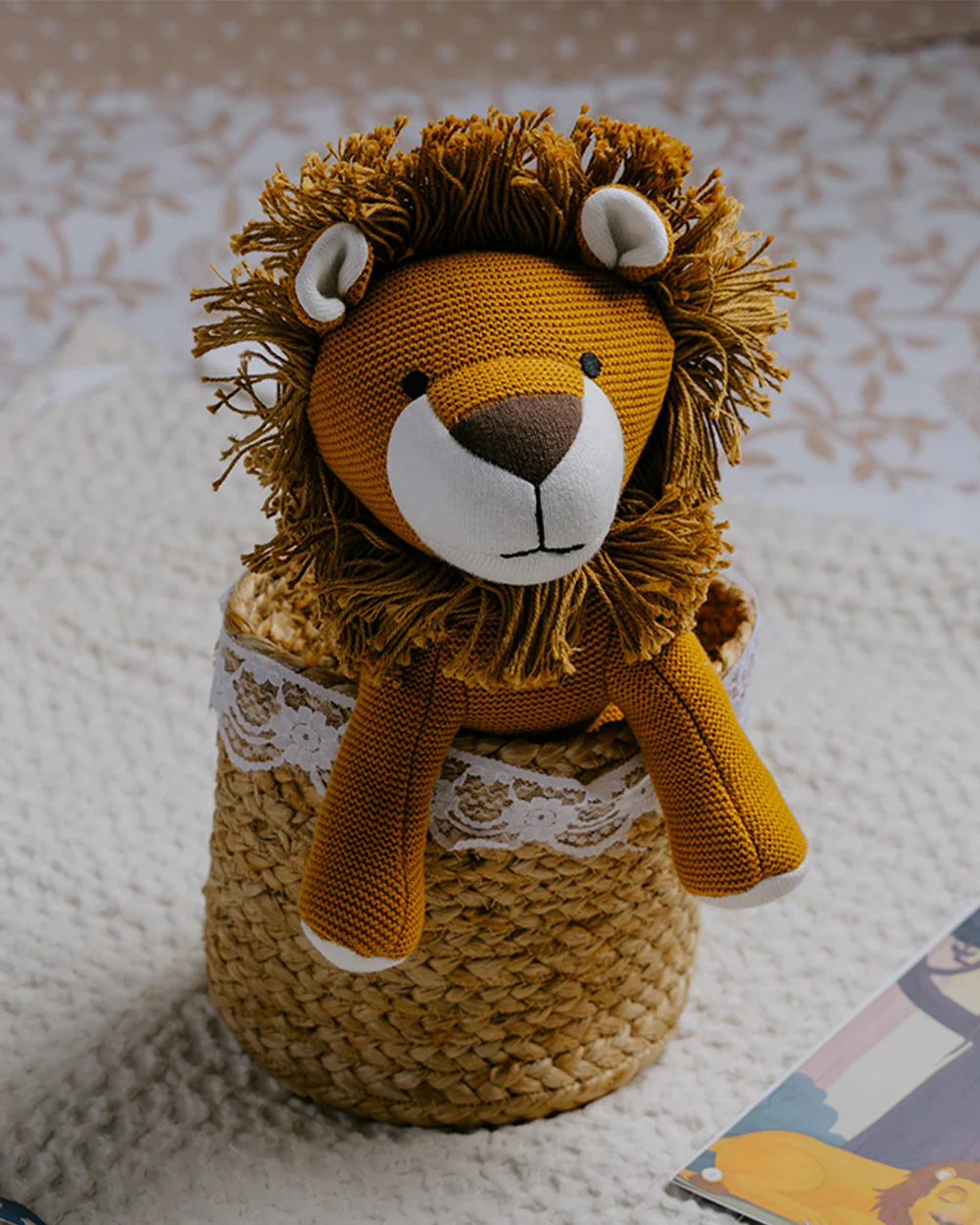 Nesta Toys Leo The Lion-Knitted Cotton Soft Toy-Encourages Imaginative Play-0M+ - Image 8
