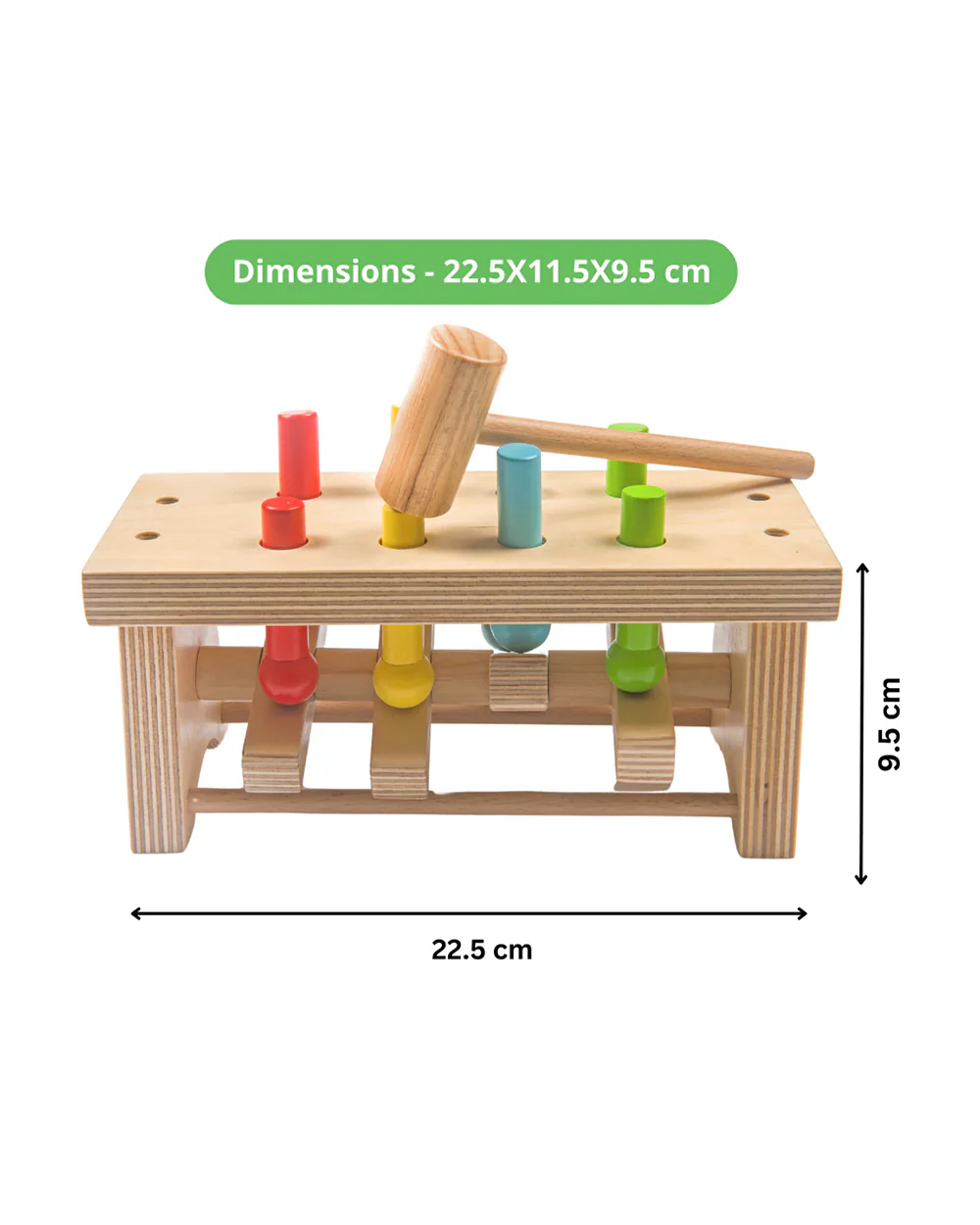 Nesta Toys Pounding Bench Wooden Toy with Hammer-Promotes Hand Coordination-Pretend & Play Toy-12M+ - Image 2