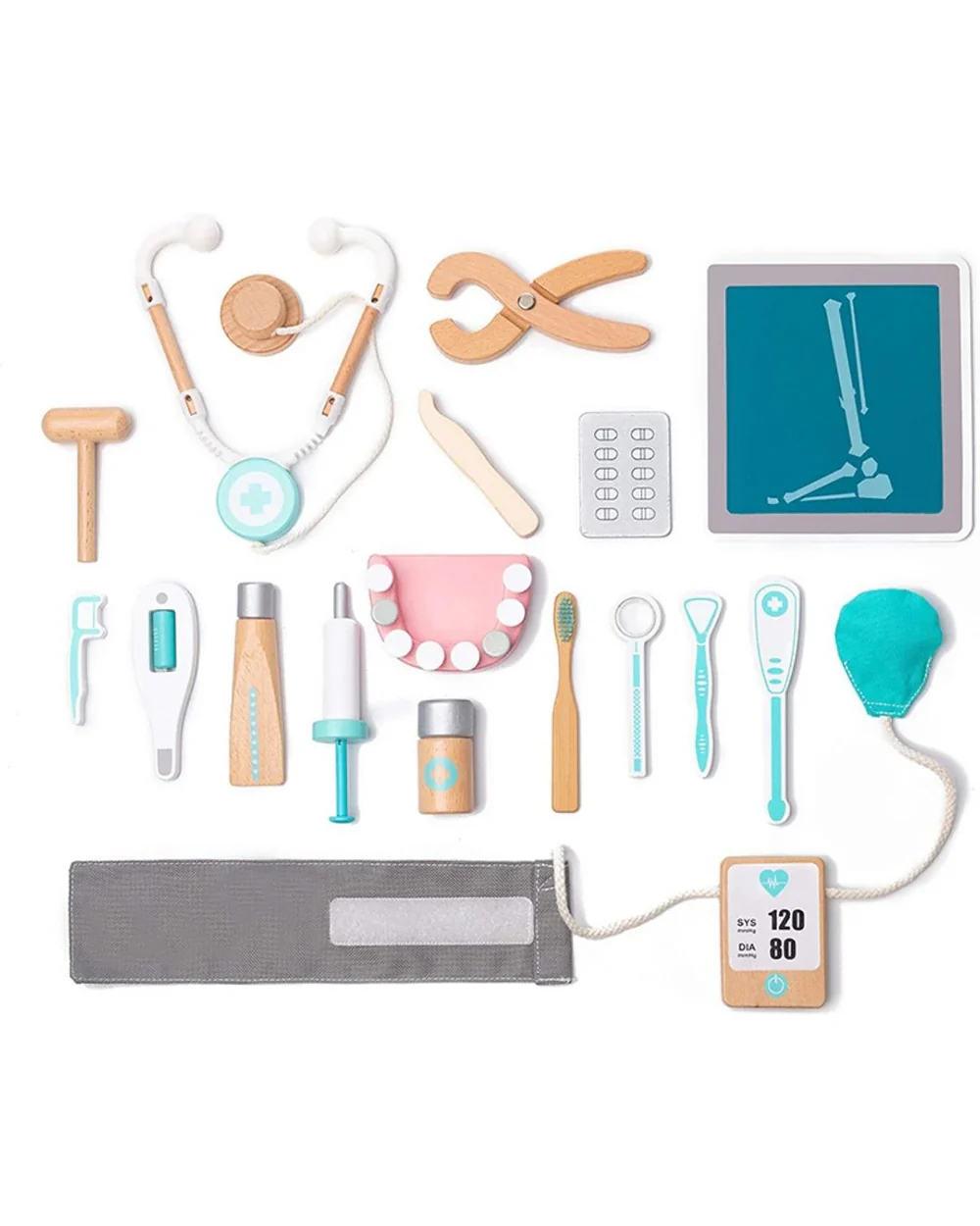 Nesta Toys Wooden Doctor Role Play Set-Includes 18 Tools-Promotes Role Play-Pretend & Play Toy-36M+