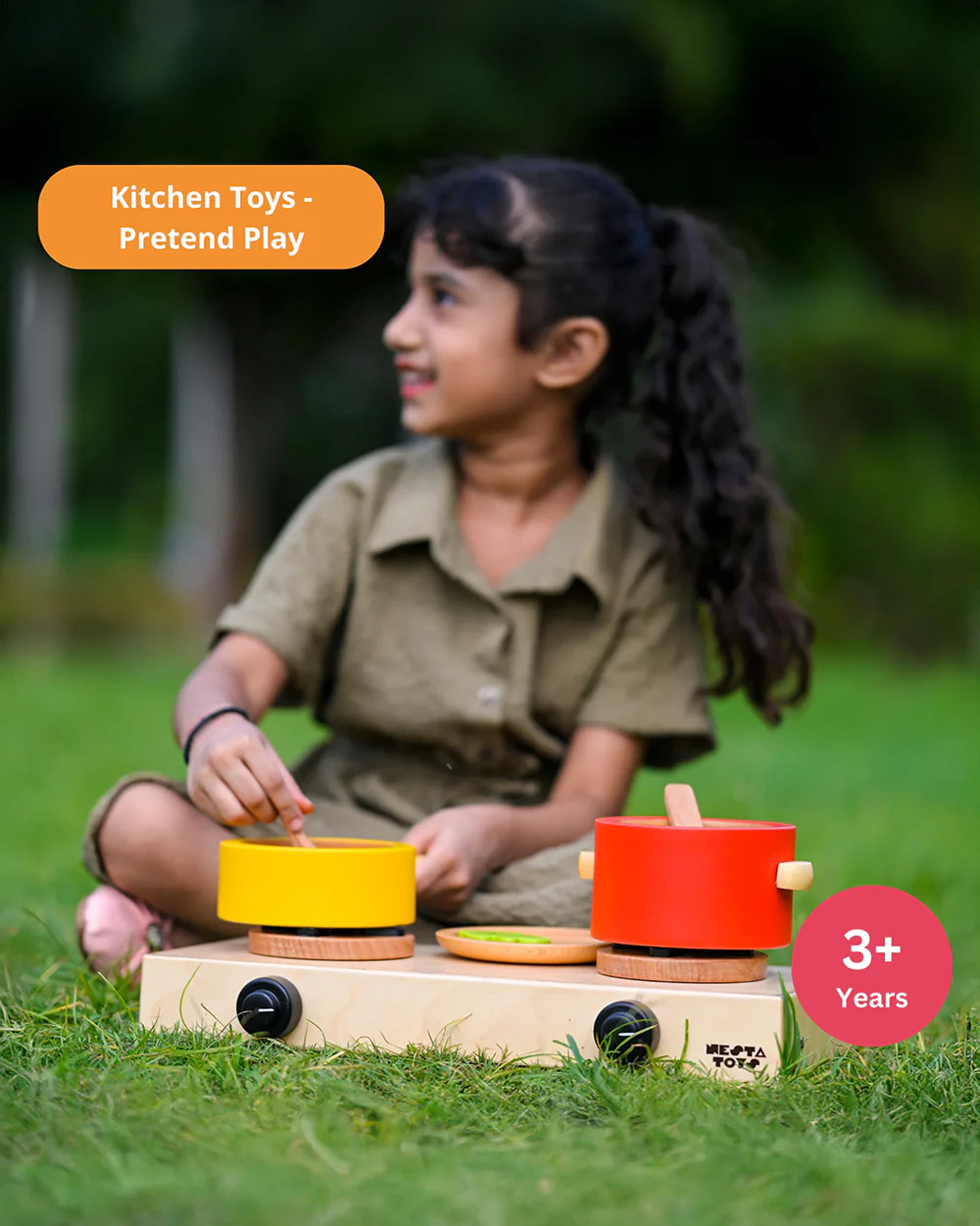 Nesta Toys Wooden Gas Stove & Cooking Set 10 Pcs-Pretend & Play Toy-24M+ - Image 20