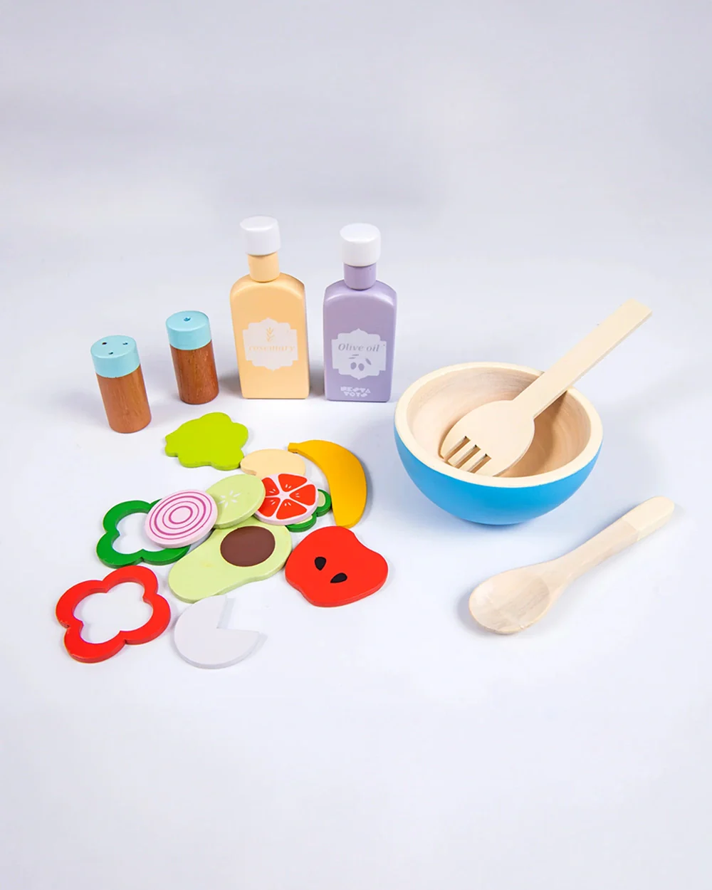 Nesta Toys Wooden Healthy Salad Playset-19 Pieces-Enhances Role Play-Pretend & Play Toy-24M+
