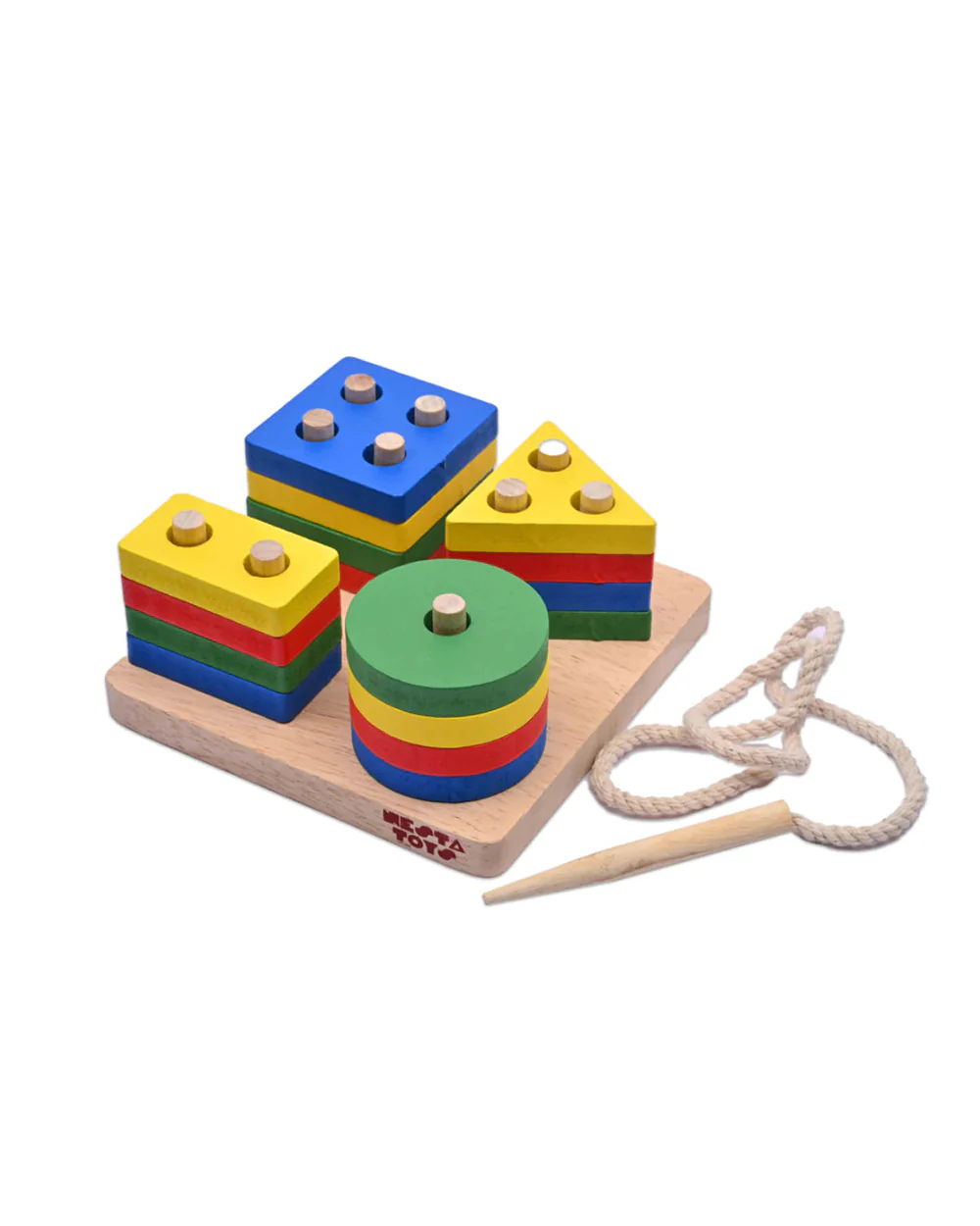 Nesta Toys Wooden Shape Sorter, Stacker & Lacing Toy-Learning & Educational Toys-12M+ - Image 6