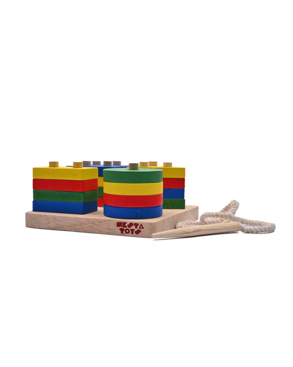 Nesta Toys Wooden Shape Sorter, Stacker & Lacing Toy-Learning & Educational Toys-12M+ - Image 7