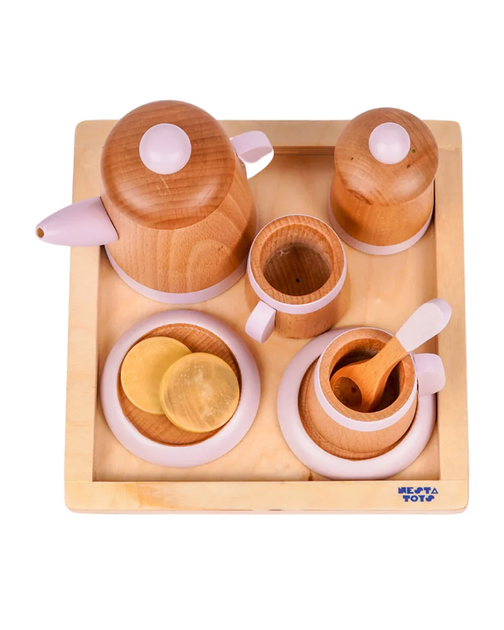 Nesta Toys Wooden Tea Set-10 Pieces-Enhances Role Play-Pretend & Play Toy-24M+ - Image 2