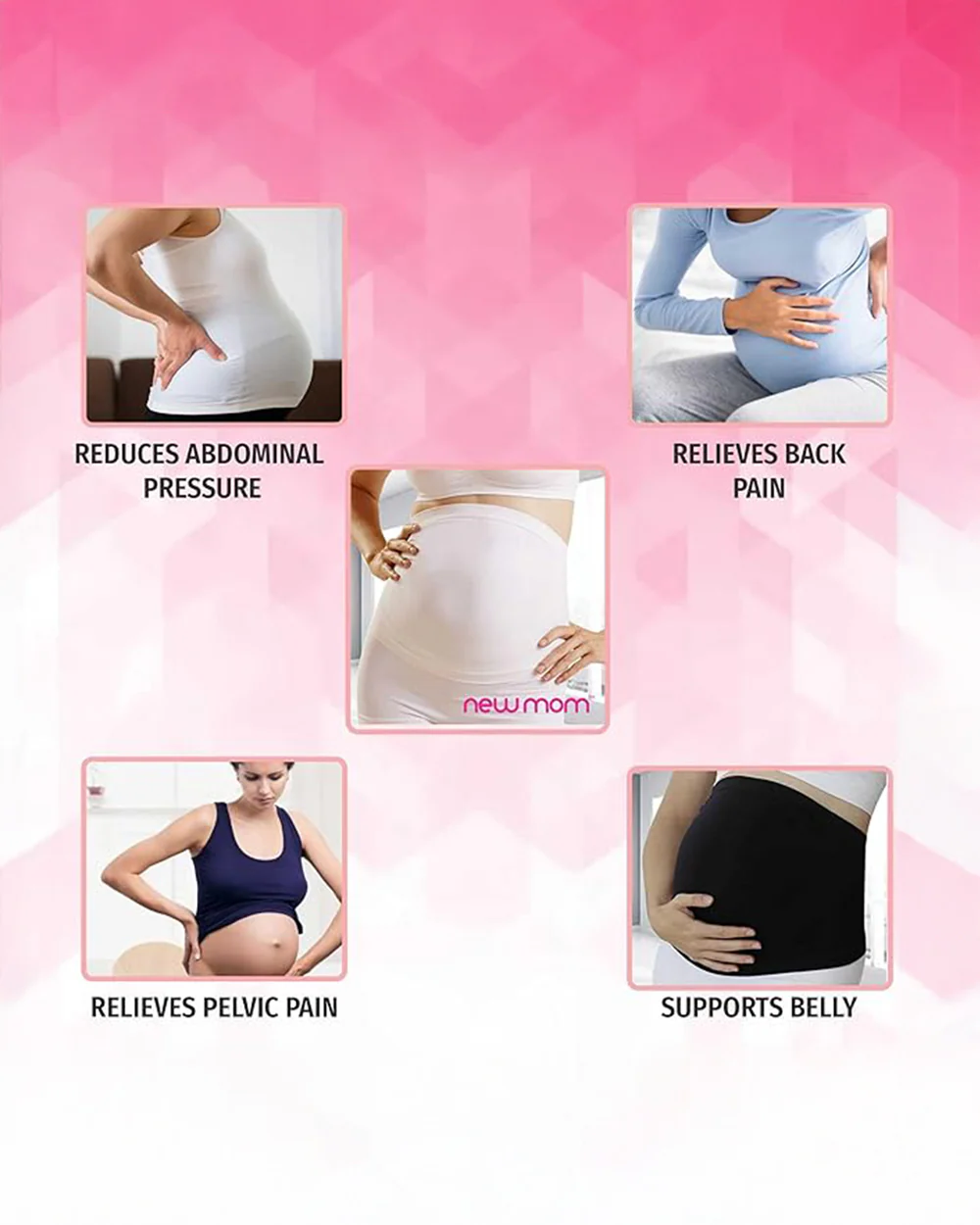 NewMom Maternity Support Belt-Growing Belly Support-Ease Back & Pelvic Pain-During Pregnancy-White - Image 6