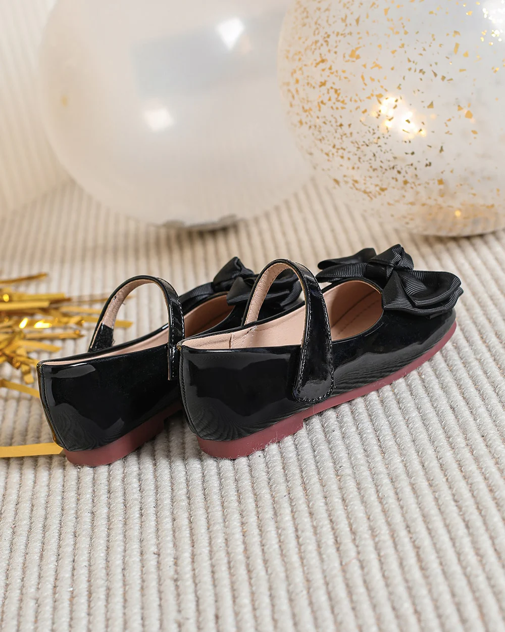 NINO BELLO Black Bow Adorned Velcro Bellies For Infants - Image 5