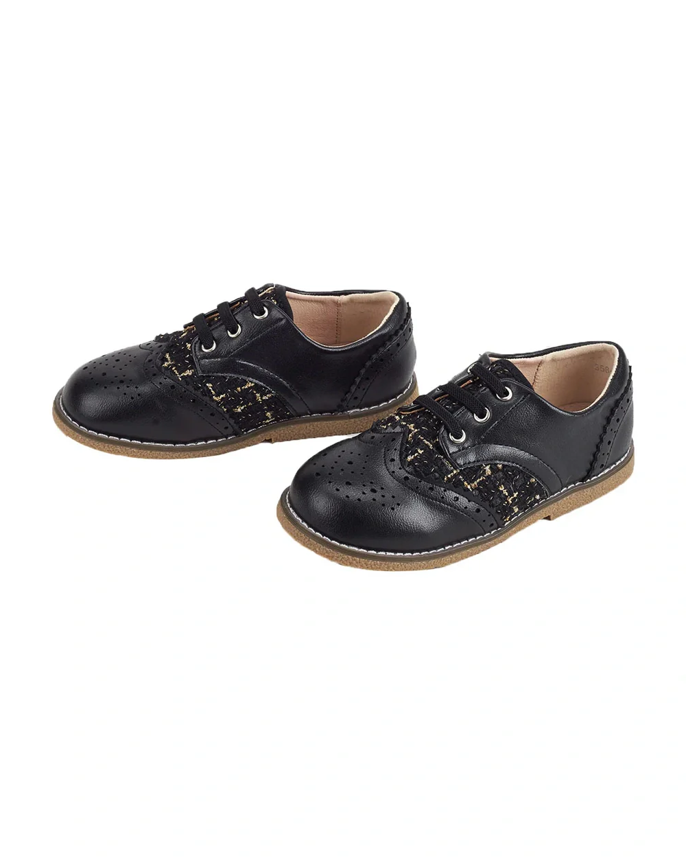 NINO BELLO Black Brogue Slip On Shoes For Infants - Image 3
