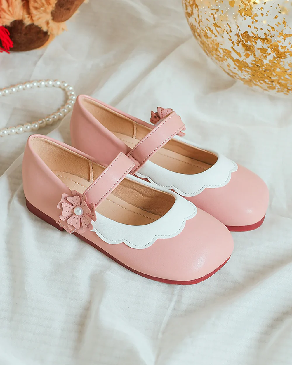 NINO BELLO Pink Flower Velcro Bellies-For Infants - Image 3