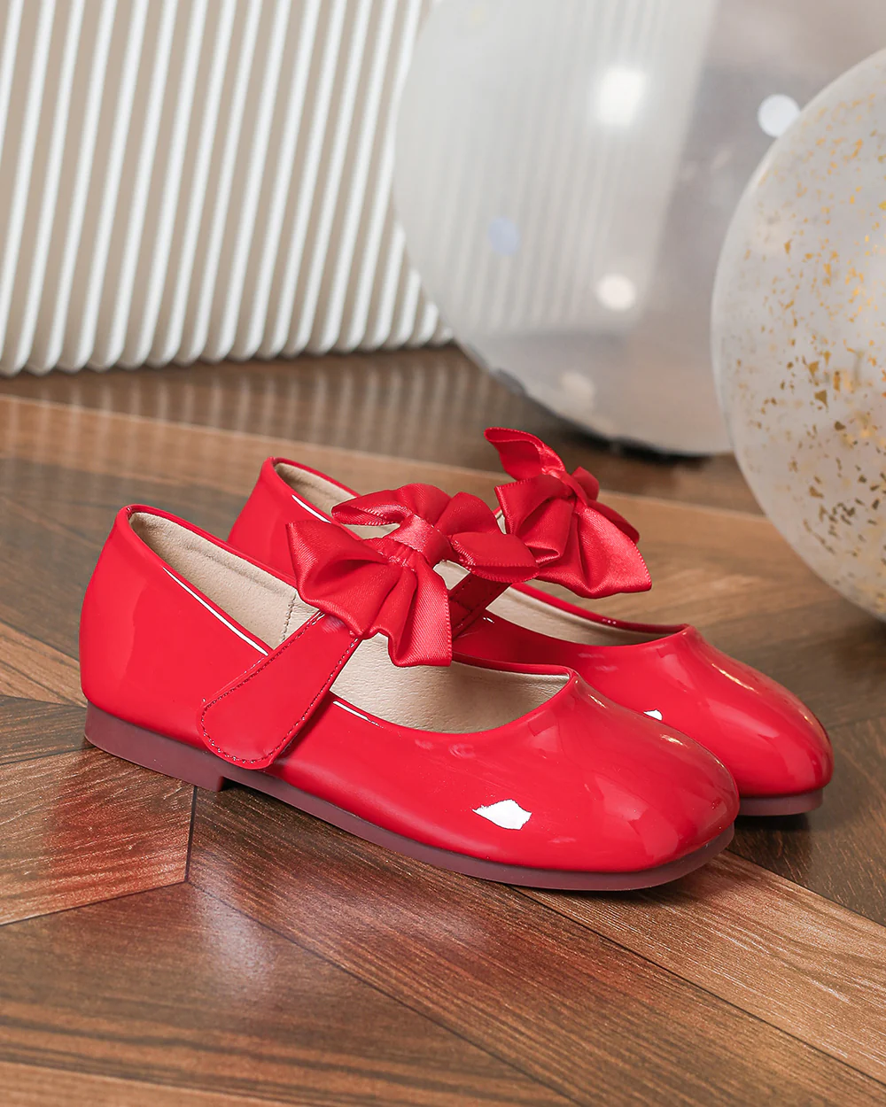 NINO BELLO Red Bow Adorned Velcro Bellies For Infants - Image 5