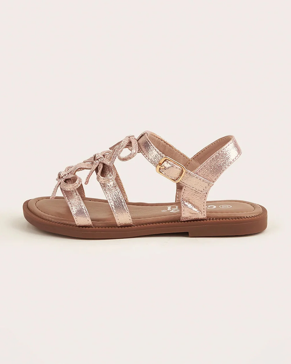 NINO BELLO Rosegold Triple Knot Velcro Sandals For Infants - Image 4