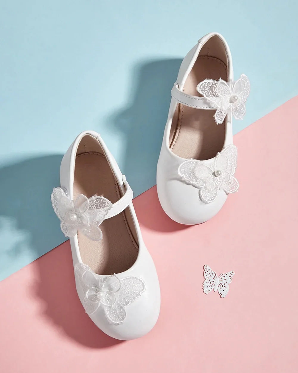 NINO BELLO White Butterfly Velcro Bellies For Infants - Image 2