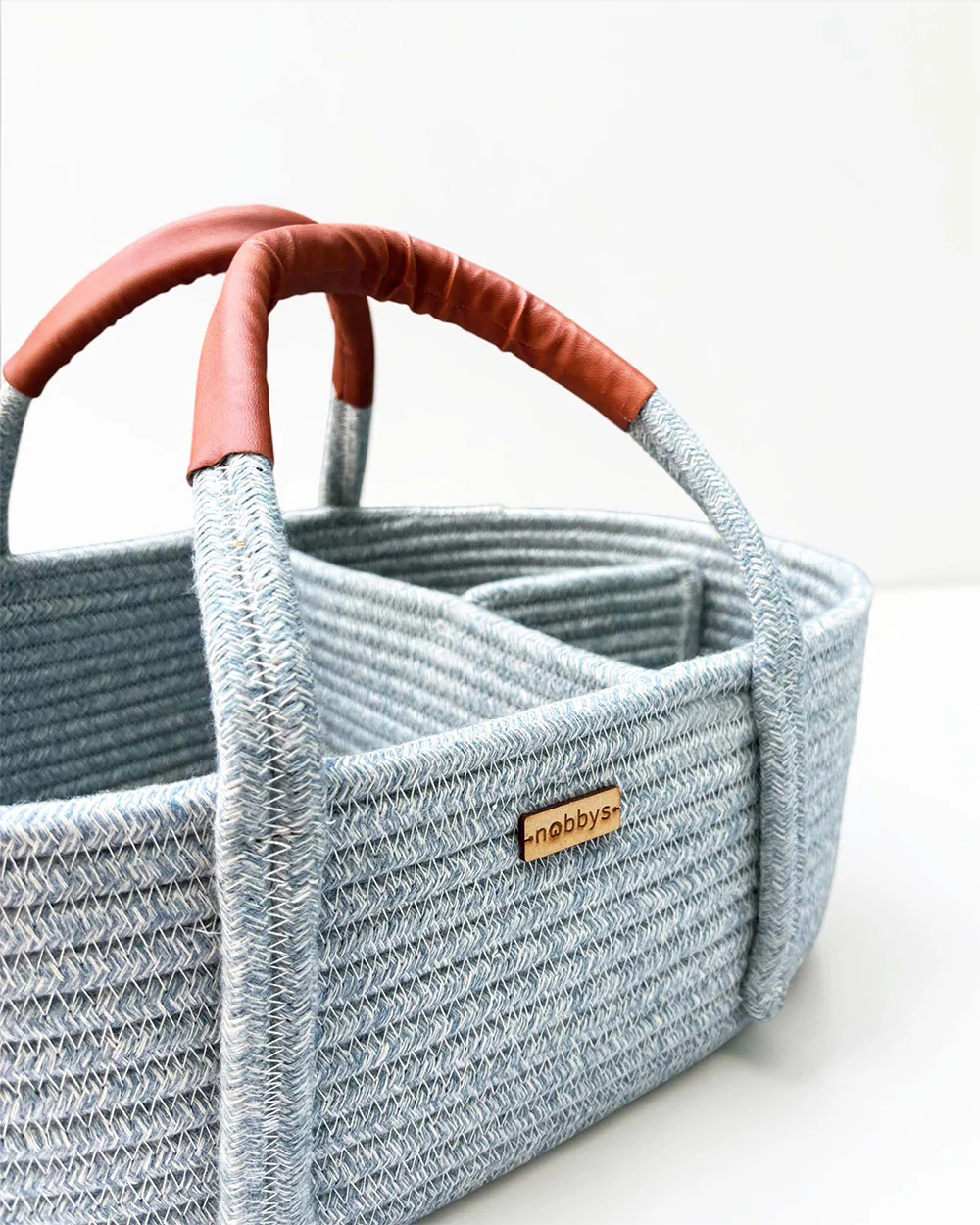nobbys Diaper Caddy-Multi Compartment With 100% Organic Cotton-Pastel Blue - Image 4