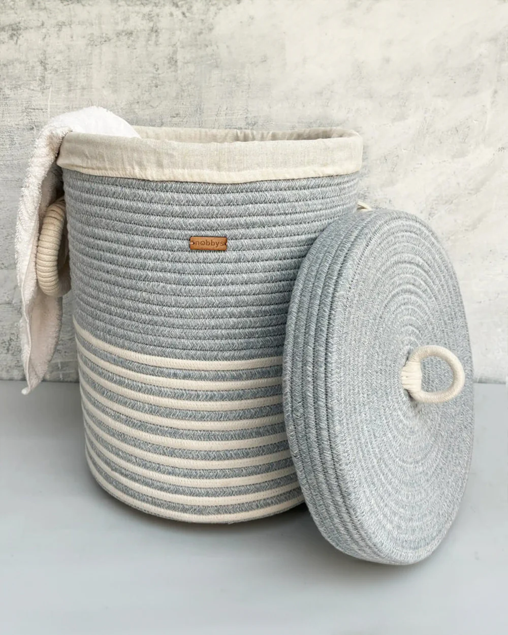 nobbys Multipurpose Storage Basket-with Lid and Bottom Spacers-for Clothes & Toys-Sturdy & Durable-Pastel Blue - Image 3