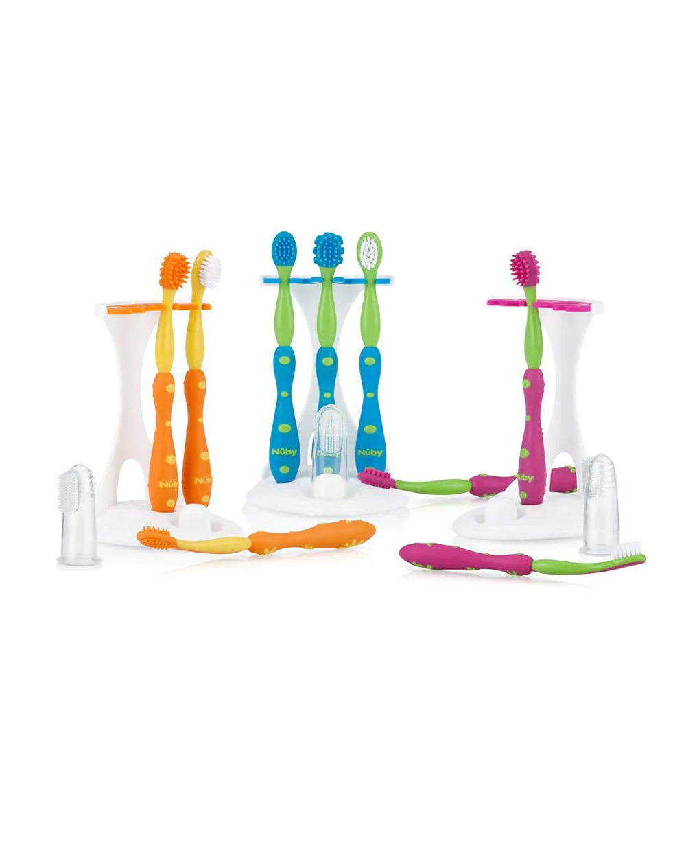 Nuby 4-Stage Oral Care Baby Toothbrush Set-Stage 1234-3 to 24M-Pink & Green - Image 12