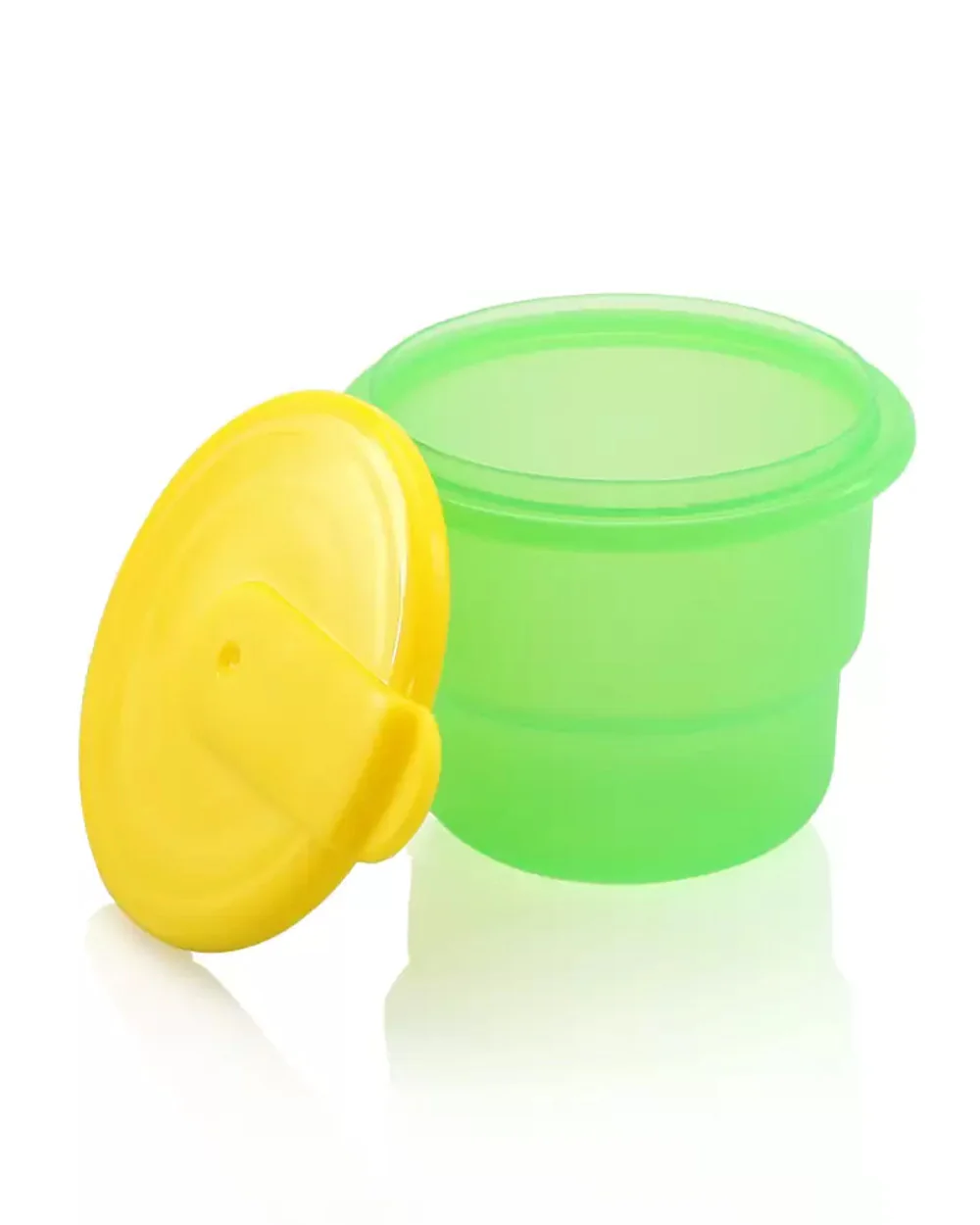 Nuby Travel Time Bowl Set-With Spoon-Microwave Safe-Green & Yellow-Set of 5-For Feeding Infants - Image 2