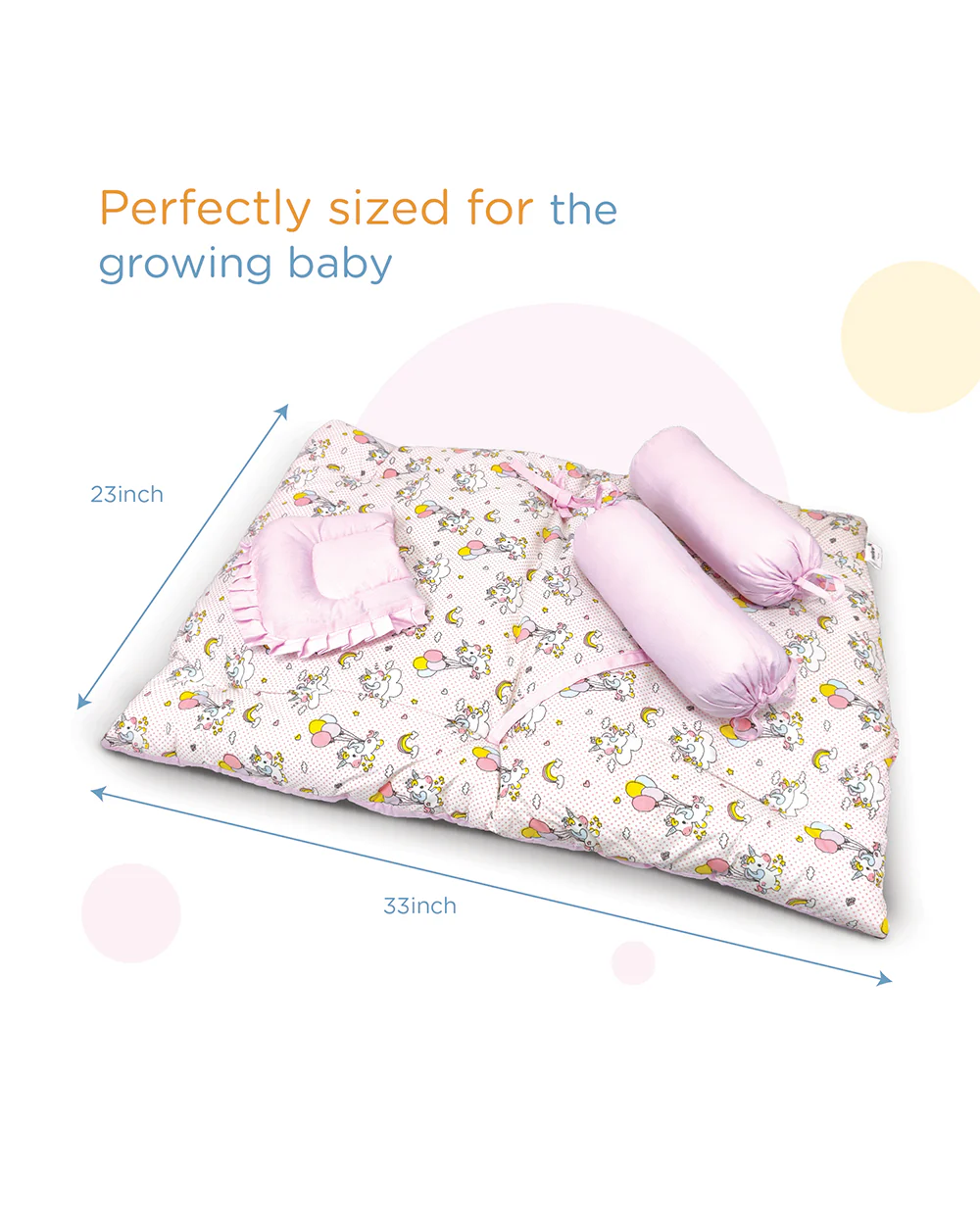nuluv Baby Gadda Set-100% Cotton With Antimicrobial & Hypoallergenic Filling-Unicorn-Pack of 5-For Infants - Image 14