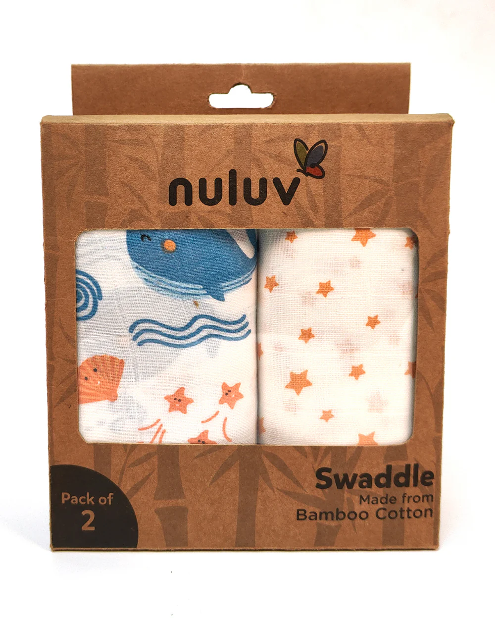nuluv Blue Whale Swaddle-Bamboo Cotton Wrap-Soft & Breathable-Multicolor-Infant Wraps-Pack of 2 - Image 8