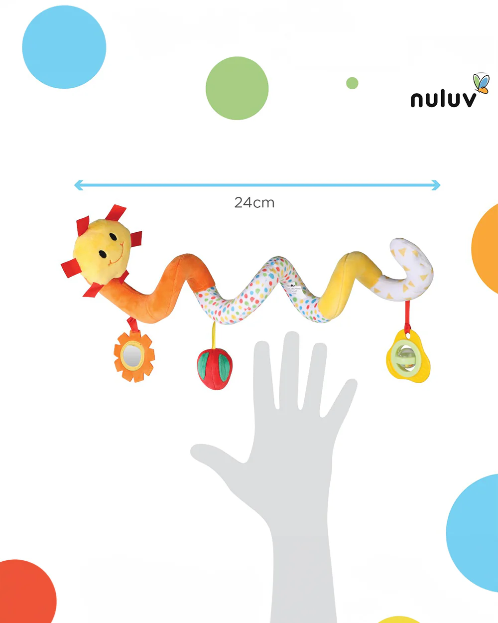 nuluv Fruits Spiral Rattle Toy-Wraps Around Stroller-With 3 Attachments-For Infants - Image 4